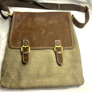 Lancaster Messenger Bag,  Unisex,  11” X 13”, Heavy canvas & Soft Leather Flap